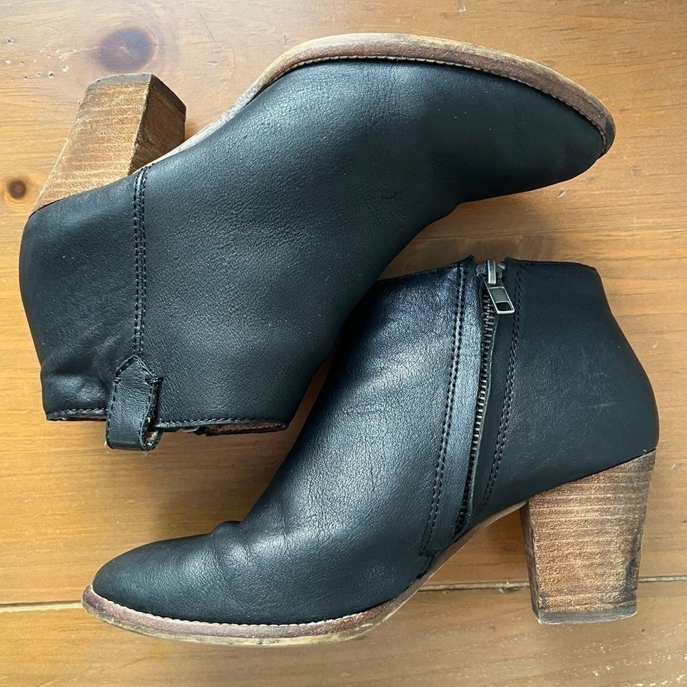 Madewell Women’s The Billie Boot Black Leather Side Zipper Ankle Booties 6.5